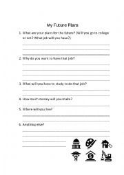 English Worksheet: My Future Plans