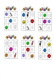 English Worksheet: Bingo! Numbers (1-10) and Colours