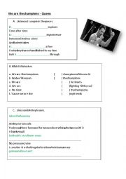 English Worksheet: We are the champions - Queen - Present Perfect Simple