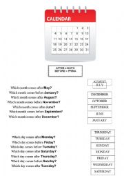 English Worksheet: Days months 