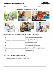 English Worksheet: Present Continuous Fathers