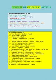 English Worksheet: The articles