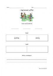 English Worksheet: Vowel Suffix - ing