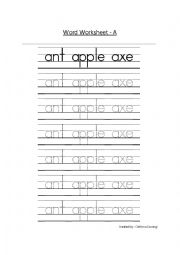 Alphabet word worksheet - A