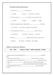 English Worksheet: 7th graders placement test