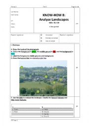 English Worksheet: SST1 Test 05. KH8. Analyse Landscapes Test