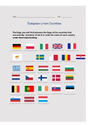 English Worksheet: E.U. countries