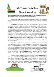 English Worksheet: Simple Past Story: Natural Wonders