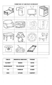 English Worksheet: FORNITURE 