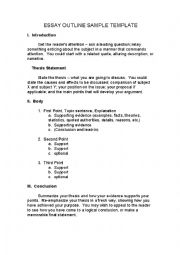 English Worksheet: 5 Paragraph Essay Template