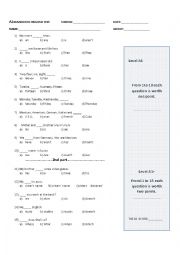 English Worksheet: A1 DIAGNOSTIC ENGLISH TEST