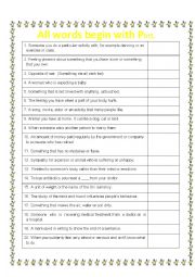 English Worksheet: All the words begin with P intermediate