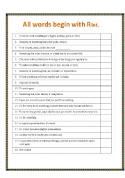 English Worksheet: All the words begin with R intermediate