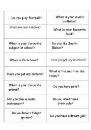 English Worksheet: Swapping cards Year 2/3