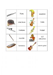English Worksheet: Music instruments (memory)