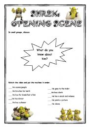 English Worksheet: Shreks Routines - present simple