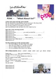 English Worksheet: What About Us by PINK