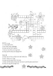 sea animals crossword