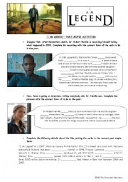 English Worksheet: Movie: I am Legend - Simple Past Activities