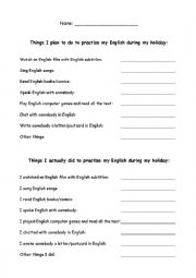 English Worksheet: Holiday English