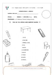 English Worksheet: school objects