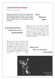 English Worksheet: The History of Blues