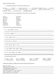 English Worksheet: Verb to be activities