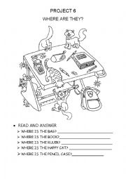 English Worksheet: project about prepositions