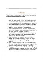 English Worksheet: Professions