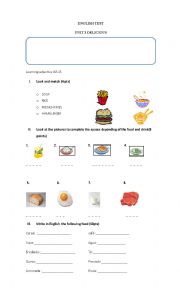 English Worksheet: food fruit and vegetables 