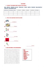 English Worksheet: sports equipment