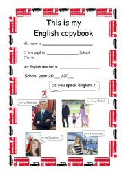 English Worksheet: First page for copybooks with english-speaking celebrities