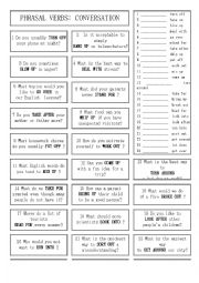 English Worksheet: Phrasal Verbs: Conversation Questions