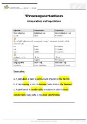 English Worksheet: Transportation Comparatives and Superlatives