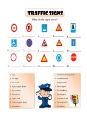 English Worksheet: traffic signs