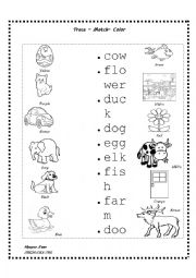 English Worksheet: letters & sounds CDEF