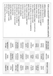 English Worksheet: For or Against? Making Arguments