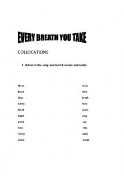 English Worksheet: Every Breath You Take
