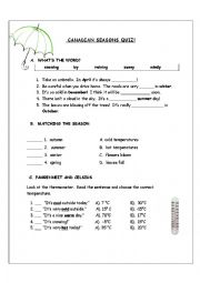 English Worksheet: Seasons & Weather Quiz