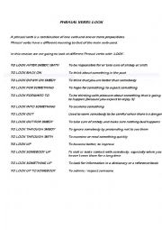 English Worksheet: phrasal verb with Look