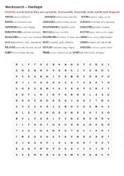 FEELINGS - WORDSEARCH with explanations