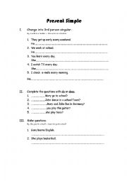 English Worksheet: Present Simple - exercises 