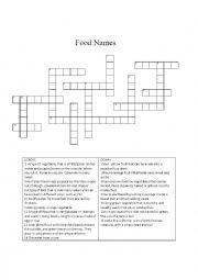 Basic Food Crossword