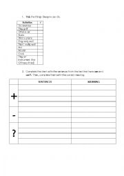 English Worksheet: Different meanings of Can and Cant