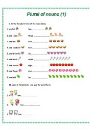 English Worksheet: Plural of nouns