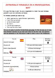English Worksheet: INTRODUCE YOURSELF IN A PROFESSIONAL WAY