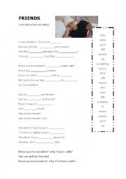 English Worksheet: Justin Bieber - Friends