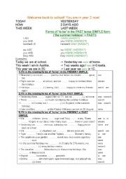 English Worksheet: was were gapfill (back at school)