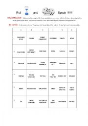 English Worksheet: roll and speak