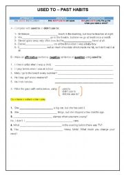 English Worksheet: Used To / didnt use to/ Did (you) use to?